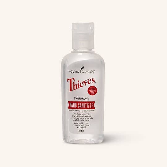 Bottle of Thieves Waterless Hand Sanitizer with essential oils
