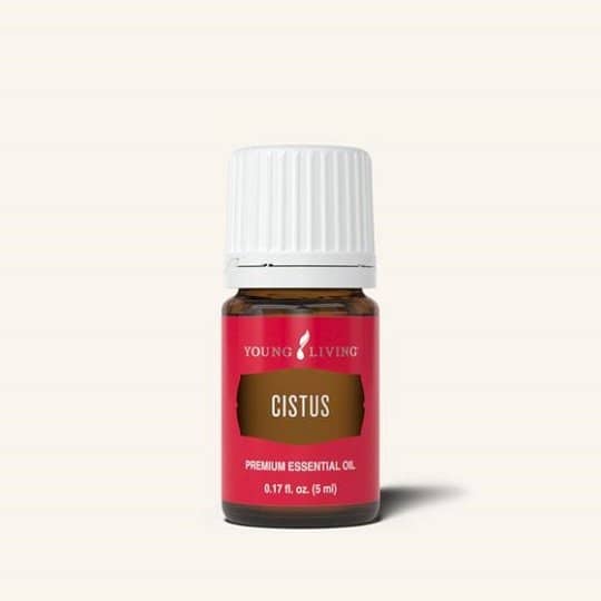 Cistus Essential Oil bottle with Rose of Sharon label for meditation and skincare